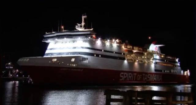 Spirit of Tasmania cruise ship in water near Geelong. 
