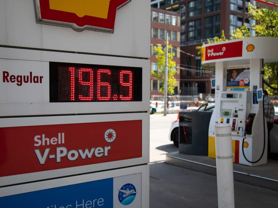 Gas prices spiked in the spring of 2022, when this photo was taken in Toronto, and police say that triggered a surge in incidents of 'gas and dash' thefts.     (Esteban Cuevas/CBC - image credit)