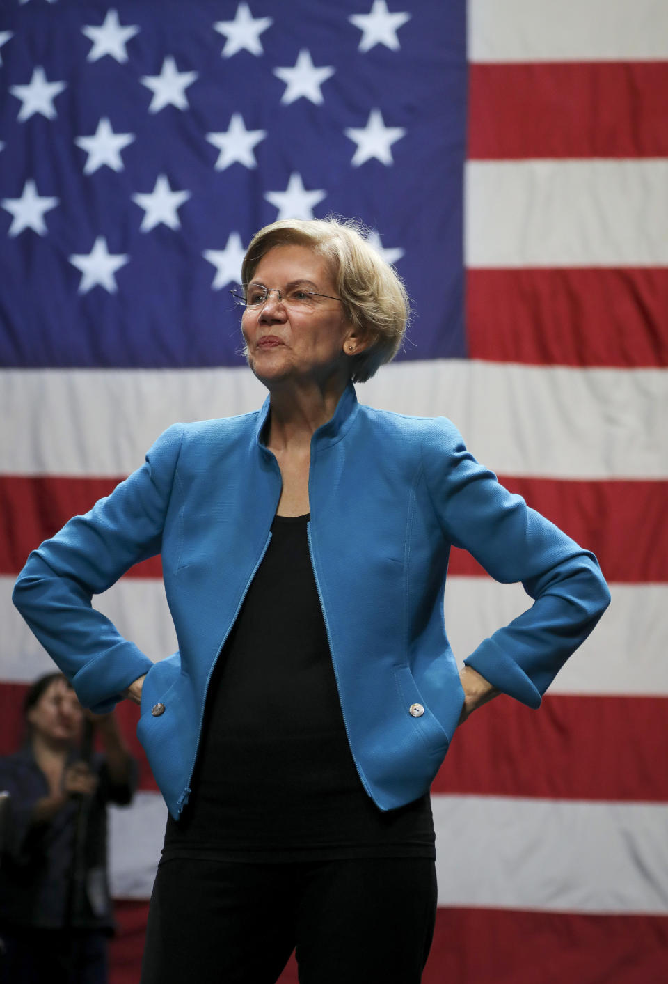 Presidential candidate Sen. Elizabeth Warren, D-Mass., addresses supporters, Tuesday, Jan. 7, 2020, during a campaign stop at Brooklyn's King Theatre in New York. (AP Photo/Bebeto Matthews)