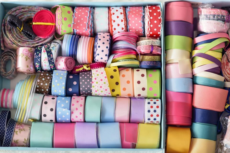 assortment of ribbons in box