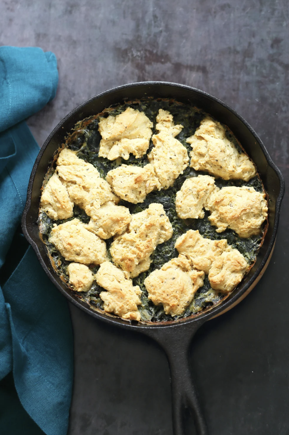 11) Vegan Creamed Spinach With Biscuit Topping