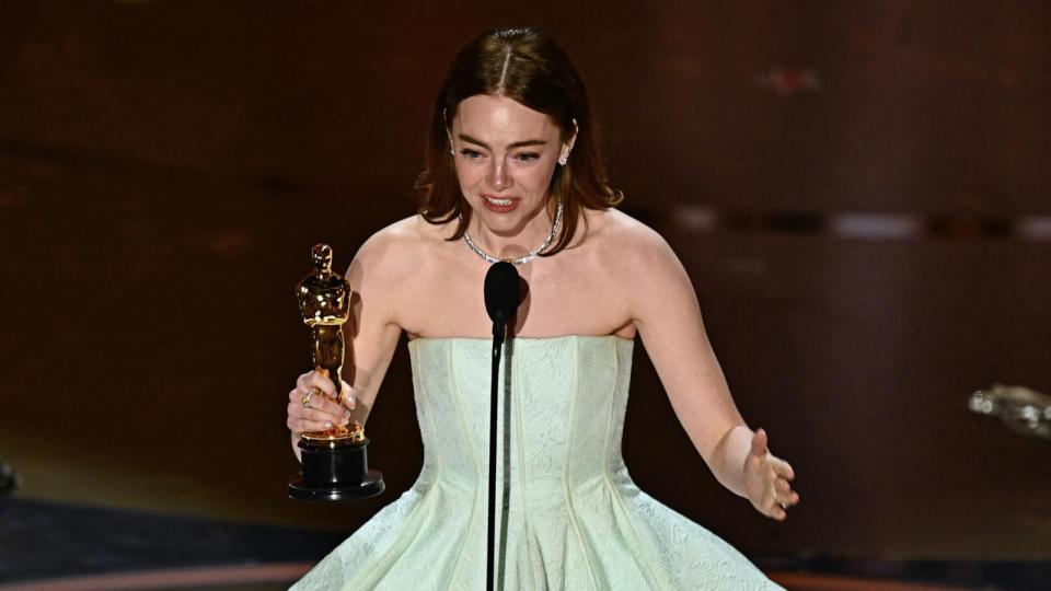 PHOTO: Emma Stone accepts the award for Best Actress in a Leading Role for 'Poor Things' onstage during the 96th Annual Academy Awards in Hollywood, CA, March 10, 2024.  (Patrick T. Fallon/AFP via Getty Images)