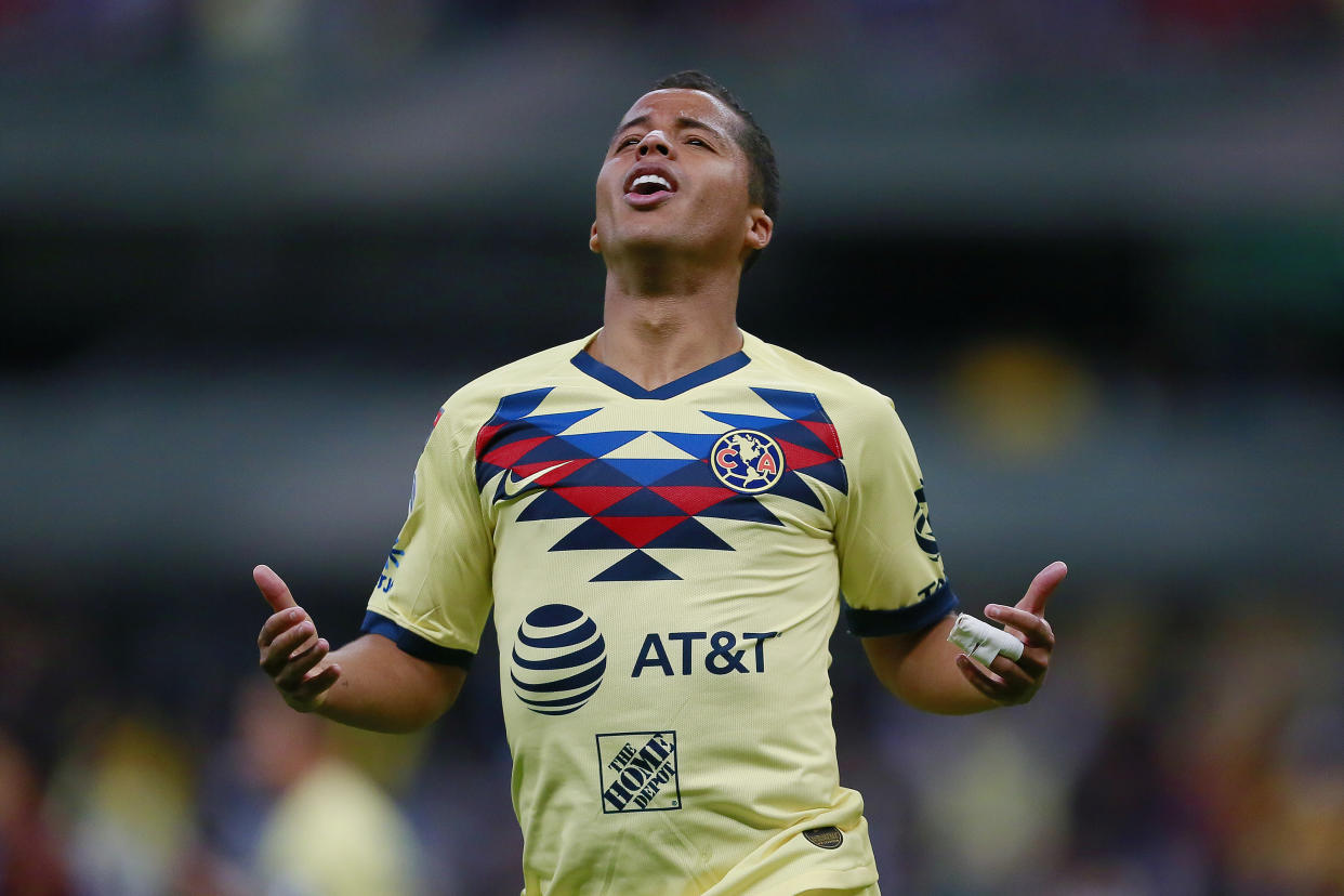 Giovani Dos Santos en un partido entre América y Comunicaciones, de febrero de 2020. (Mauricio Salas/Jam Media/Getty Images)