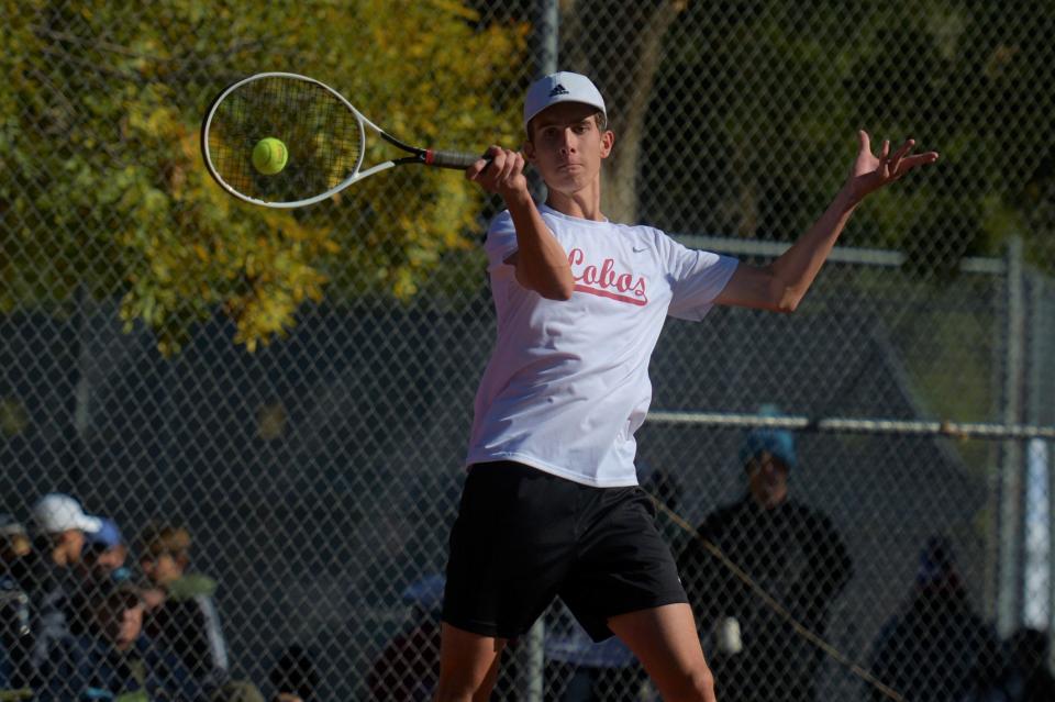 Rocky Mountain tennis player Baily Livengood was one of eight Lobos to qualify for the 2023 5A high school state  tennis tournament.