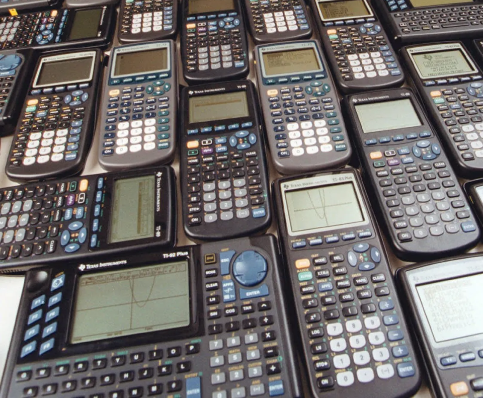 This is a file photo of handheld graphing calculators.