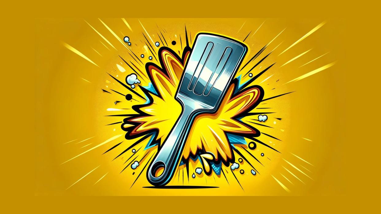 Illustration of a spatula against a yellow background