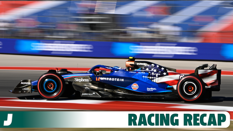 Williams Racing driver Logan Sargeant (2) of the United States makes his way through turn 19 during the during the qualifying session of the Formula 1 Lenovo United States Grand Prix on October 20, 2023, at Circuit of The Americas in Austin, Texas.