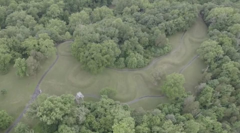 The newly-discovered giant snake cliff engravings are part of a much wider global ‘mega-serpent’ tradition or series of traditions. Some snake images, scraped onto the surfaces of deserts or built as earthworks, are huge - including this 900 year old 411 metre long serpent earthwork in Ohio (Courtesy of the Ohio History Connection)