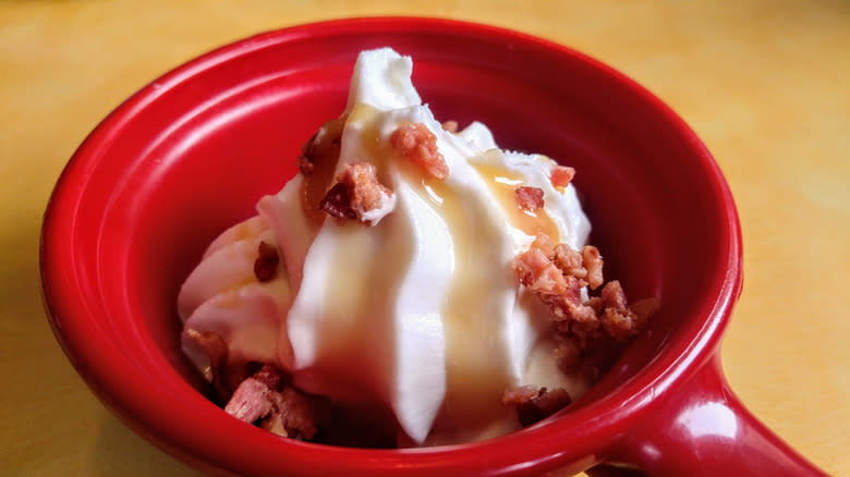 Soft serve with bacon topping