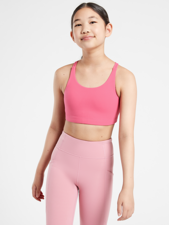 Athleta Girl Printed Upbeat Bra 2.0  Girls sports clothes, Teen workout  outfits, Girls activewear