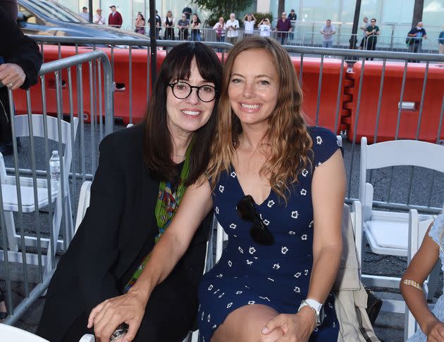 Mackenzie Phillips poses with her half sister, Bijou Phillips, at the star ceremony for 