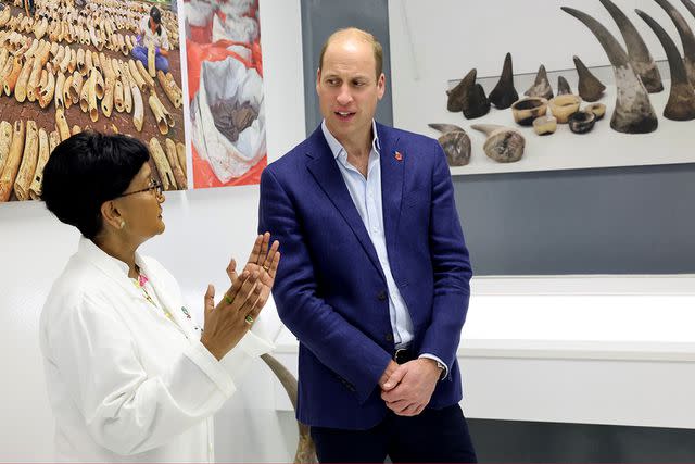 <p>Chris Jackson/Getty Images</p> Prince William with Dr. Charlene Judith Fernandez at the Centre for Animal and Vet Sciences at Lim Chu Kang in Singapore on Wednesday