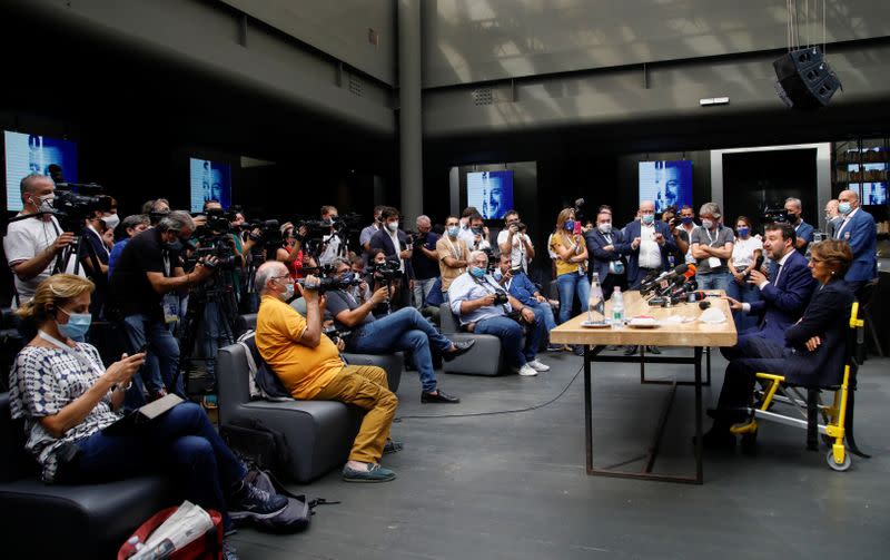 News conference of far-right leader Matteo Salvini and his lawyer Giulia Bongiorno, in Catania