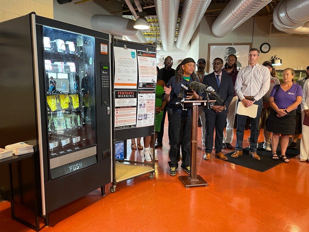 Dee McCollum, who is the director of the Dr. Martin Luther King Community Center Jr., spoke about the new harm reduction vending machine recently installed at the center.