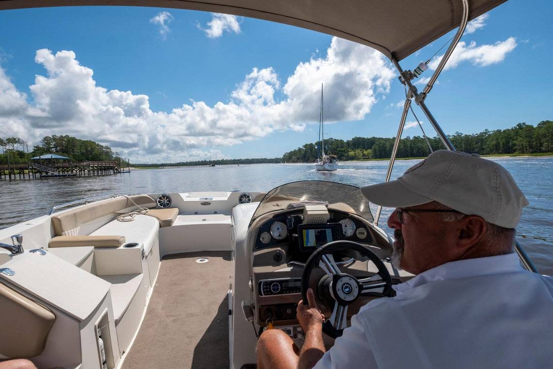 Captain Doug Allen charters boat tours up and down the Intracoastal Waterway giving his customers a unique look at the Myrtle Beach area. Aug. 8, 2022.