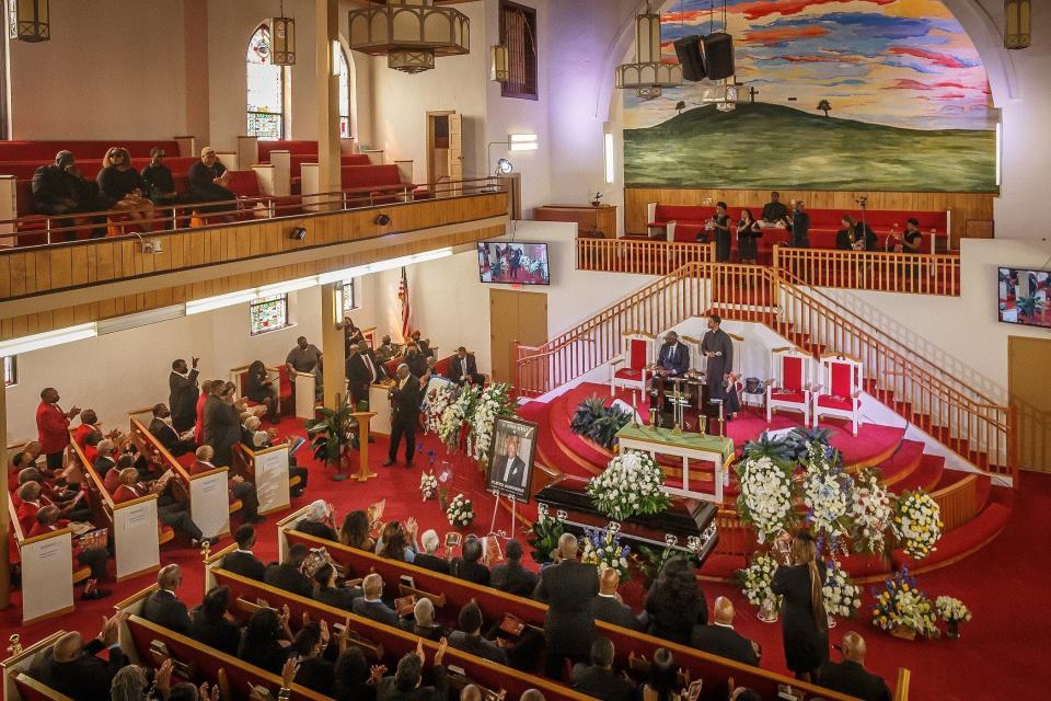 Family and friends were among those attending Saturday's funeral service for Floyd Andrews at Payne Chapel AME Church in West Palm Beach.