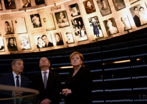 Chancellor Angela Merkel spoke of Germany's responsibility as the perpetrator of the Holocaust after visiting the Yad Vashem Holocaust Museum in Jerusalem