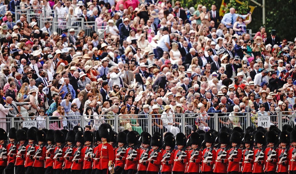 Members of the Household Division during the Trooping the Colour ceremony at Horse Guards Parade (PA)