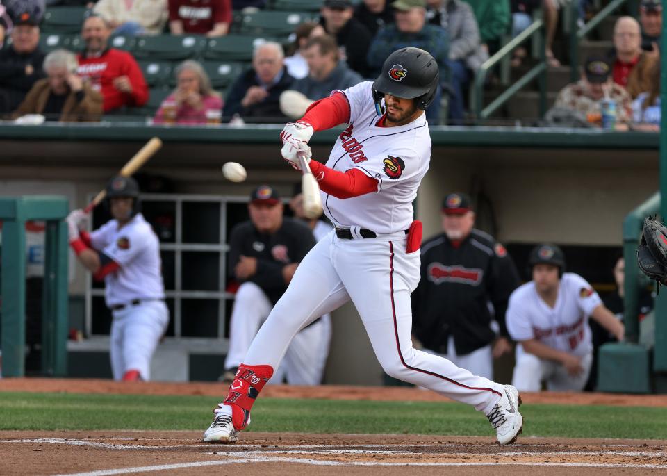 Rochester's Luis Garcia at the plate.