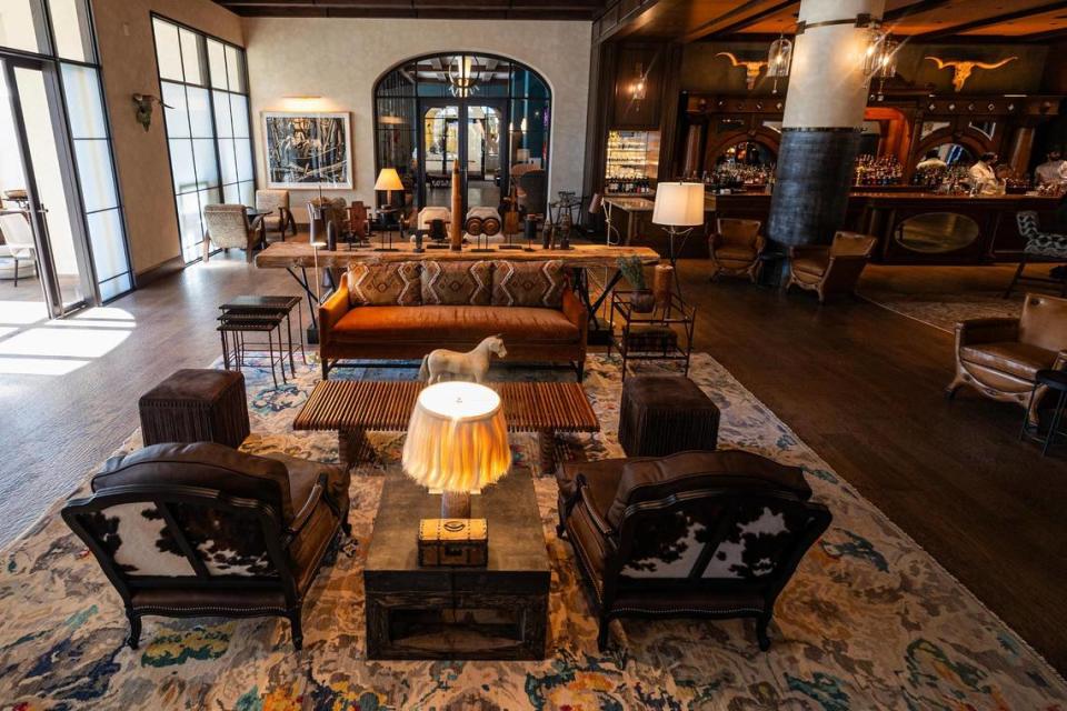 One of the lounging areas in the lobby at the new Bowie House hotel in Fort Worth on Tuesday, Nov. 28, 2023. Chris Torres/ctorres@star-telegram.com