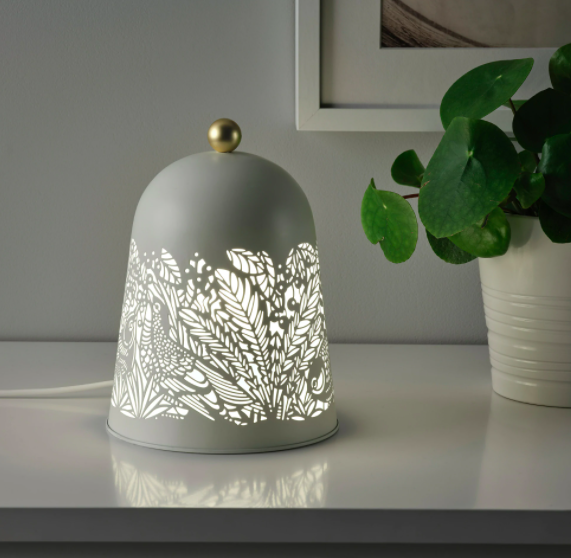 SOLSKUR - LED table lamp, white/brass-colour
