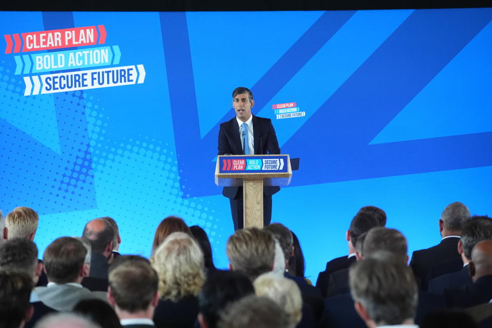 Rishi Sunak has vowed to 'halve migration' and then reduce the number 'every single year' if the Conservatives are re-elected. (PA)