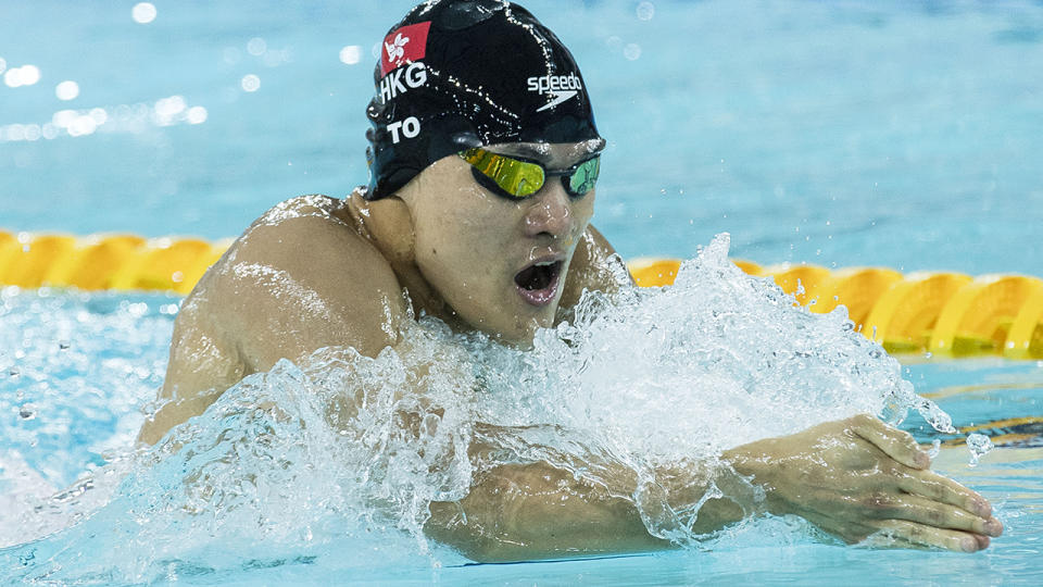 Kenneth To competing for Hong Kong during the FINA Swimming World Cup in 2017. (Photo by Power Sport Images/Getty Images)