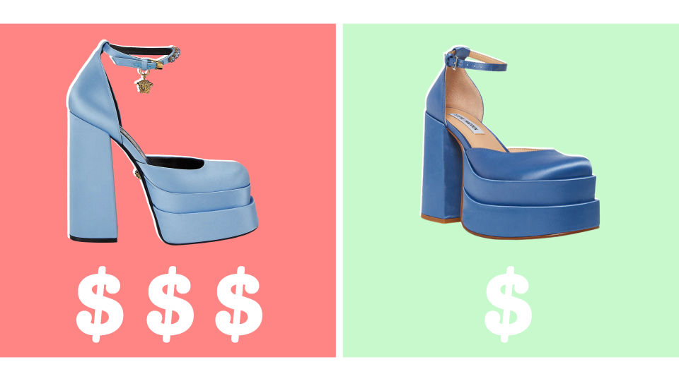 Tower your way into a good deal with these Steve Madden platforms, which are a dupe for Versace’s Satin Platform Pumps.