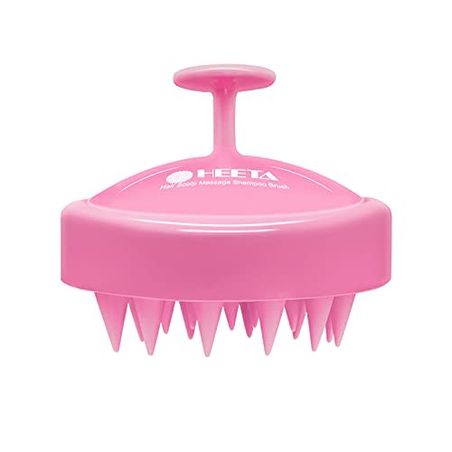 Hair Shampoo Brush, HEETA Scalp Care Hair Brush with Soft Silicone Scalp Massager (Rose Pink)