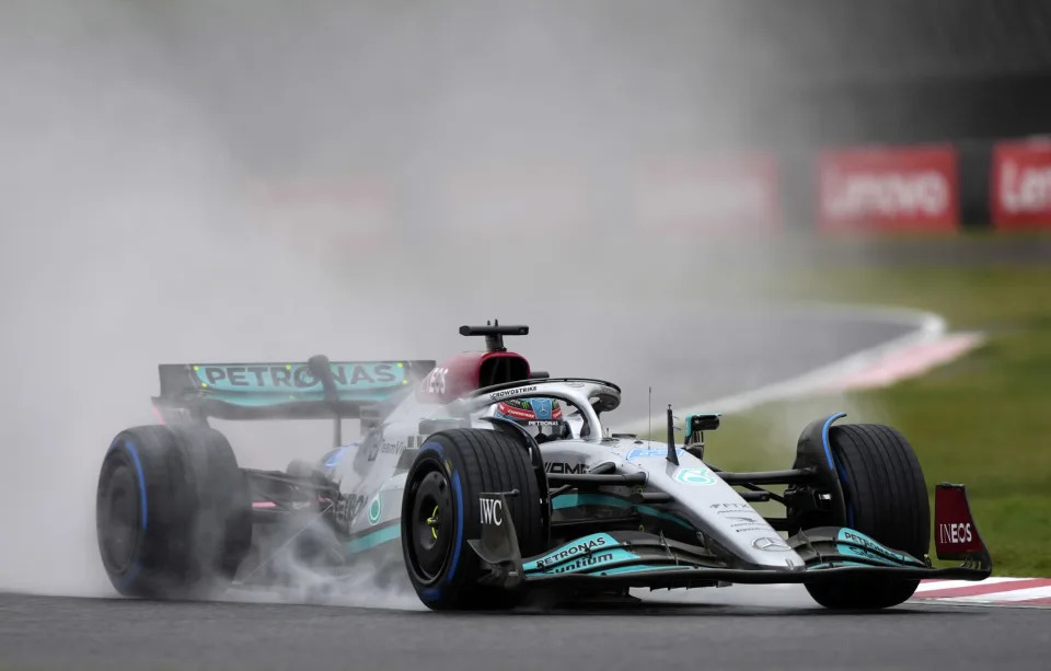 Russell leads in wet and possibly decisive Suzuka