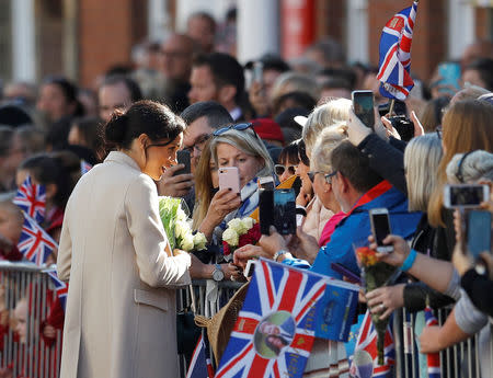 Meghan, the Duchess of Sussex, greets well wishers in Chichester, Britain, October 3, 2018. REUTERS/Peter Nicholls