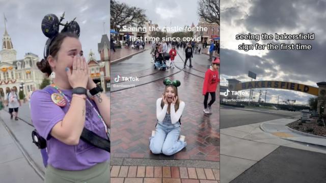 Disney Adults' become online talking point after woman falls to her knees  at Disney World