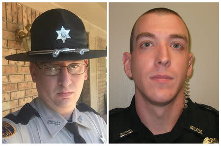 A combination picture of Patrolman James White, 35, and Corporal Zach Moak, 31, are in these undated photos in Brookhaven, Mississippi, U.S., provided September 29, 2018. Mississippi Department of Public Safety/Handout via REUTERS