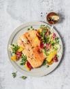 <p>Fish like salmon and mackerel are rich in omega-3 fatty acids, which, according to Dr. Hendriks, “disrupt the inflammatory signaling pathway leading to less inflammation and less pain.” In fact, <a href="https://pubmed.ncbi.nlm.nih.gov/22261128/#:~:text=Conclusion%3A%20Supplementation%20with%20omega%2D3,decrease%20the%20ibuprofen%20rescue%20dose." rel="nofollow noopener" target="_blank" data-ylk="slk:studies" class="link ">studies</a> have found <a href="https://www.prevention.com/food-nutrition/a40979119/fish-oil-benefits/" rel="nofollow noopener" target="_blank" data-ylk="slk:fish oil" class="link ">fish oil</a> supplements to work better than, or at least decrease the need for, ibuprofen in menstruating people.</p>