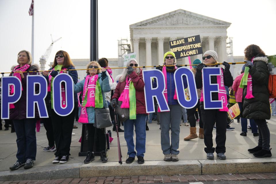 Protestors gather outside The Supreme Court on March 26, 2024, as the court hears oral arguments over access to mifepristone, a drug used in medication abortions. Mifepristone accounts for over half of all abortions performed in the United States.