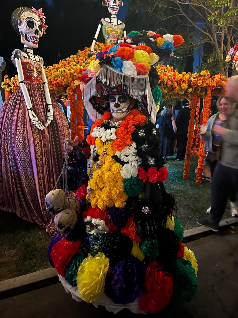 An elaborate "La Catrina" costume wowed during the Día de Los Muertos celebration at the Hollywood Forever Cemetery in Los Angeles on Saturday, Oct. 28, 2023.