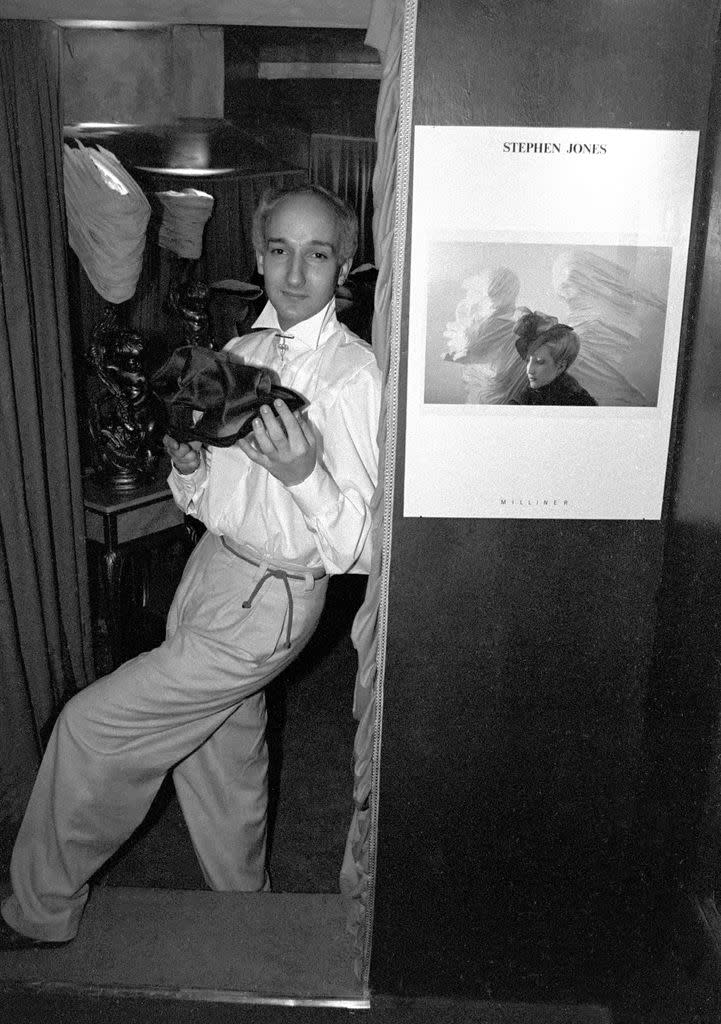 Jones in the basement of his first millinery shop in Covent Garden 