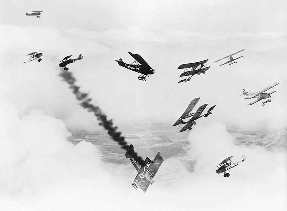 On the set of Hell's Angels, directed and produced by Howard Hughes. (Photo by United Artists/Sunset Boulevard/Corbis via Getty Images)