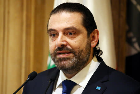 Lebanese Prime Minister-designate Saad al-Hariri speaks during a news conference in Beirut, Lebanon, November 13, 2018. REUTERS/Mohamed Azakir/File Photo