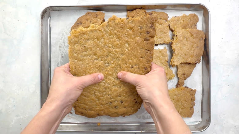 breaking triple chocolate chip cookie brittle 