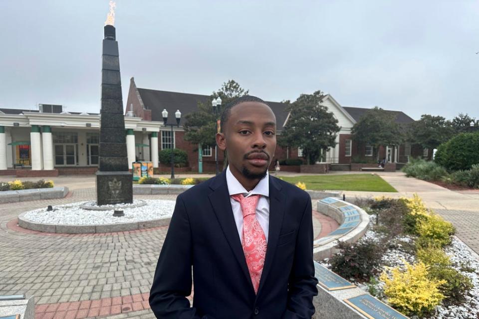 Chad Preston, a senior political science major at Florida A&M, poses for a photo before class on Sept. 27, 2023, on campus in Tallahassee. A core mission of Florida A&M University from its founding over a century ago has been to educate African Americans.
