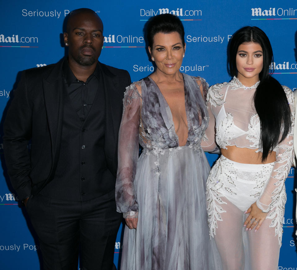 Corey Gamble (L) attended a party hosted by Kylie Jenner (R) that took place shortly before the alleged shooting between Tory and Meg. Photo by Marc Piasecki/Getty Images.