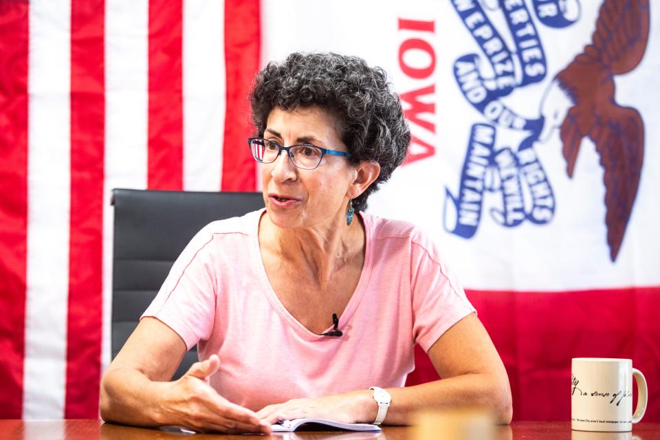 Janice Weiner, City Council candidate, speaks with the Iowa City Press-Citizen Editorial Board, Wednesday, Sept., 25, 2019, at the Press-Citizen office in Iowa City, Iowa.