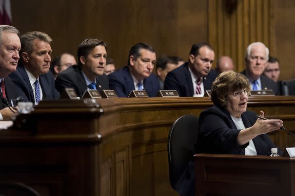 Senate Judiciary Republicans, all of them male, deferred many of their questions to female sex crimes prosecutor Rachel Mitchell