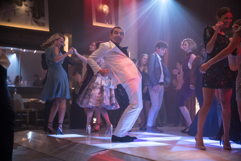 Rowan Atkinson proves he’s still a master of physical comedy in this new still from <i>Johnny English Strikes Again</i>. (Universal)