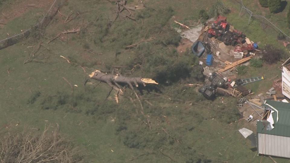 Chopper 9 Skyzoom caught the tornado damage that hit the Mt. Ulla area in Rowan County.