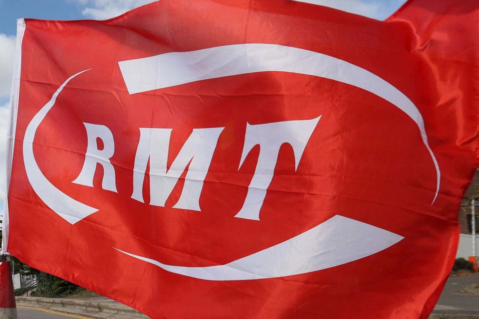 A Rail, Maritime and Transport (RMT) union flag (PA)