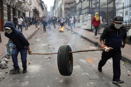 Protests against Ecuador's President Lenin Moreno's austerity measures, in Quito