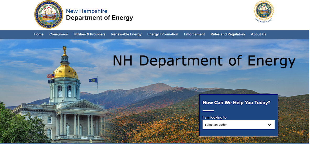 The homepage of the Department of Energy website. New Hampshire Legal Assistance has pointed to the lack of a modernized application process as a significant barrier to the state’s fuel assistance program.