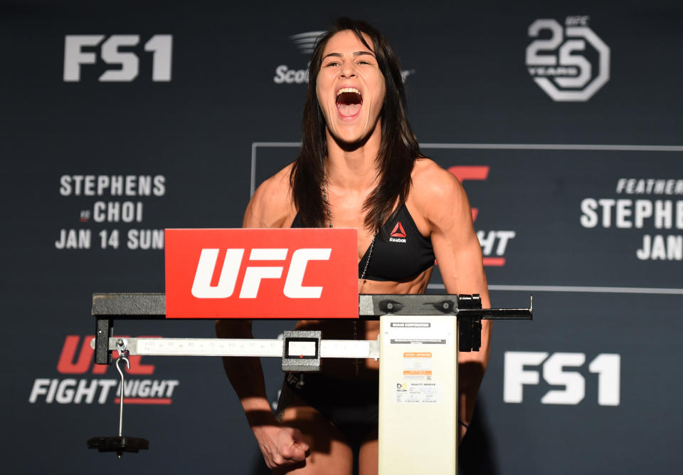 Jessica Eye took tough losses as a bantamweight. Now she’s in her comfort zone competing in the UFC flyweight division. (Photo by Josh Hedges/Zuffa LLC/Zuffa LLC via Getty Images)